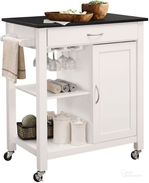 The appearance of Ottawa Black and White Kitchen Cart designed by ACME in the modern / contemporary interior design. This black piece of furniture  was selected by 1StopBedrooms from Ottawa Collection to add a touch of cosiness and style into your home. Sku: 98320. Material: Wood. Product Type: Kitchen Cart. Image1