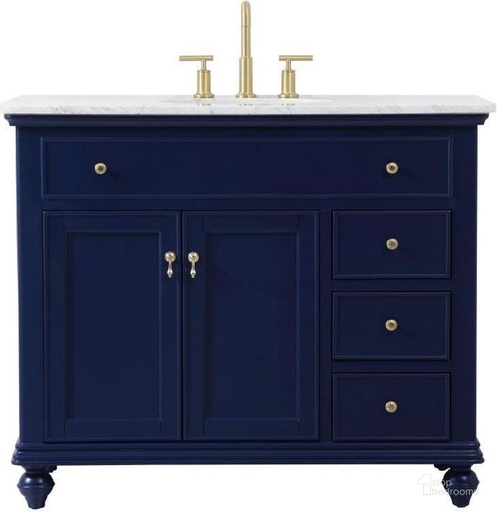 The appearance of Otto 42 Inch Single Bathroom Vanity In Blue designed by Elegant Lighting in the modern / contemporary interior design. This blue piece of furniture  was selected by 1StopBedrooms from Otto Collection to add a touch of cosiness and style into your home. Sku: VF12342BL. Material: Wood. Product Type: Bathroom Vanity. Image1