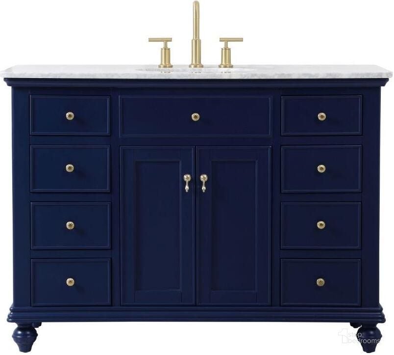 The appearance of Otto 48 Inch Single Bathroom Vanity In Blue designed by Elegant Lighting in the modern / contemporary interior design. This blue piece of furniture  was selected by 1StopBedrooms from Otto Collection to add a touch of cosiness and style into your home. Sku: VF12348BL. Material: Wood. Product Type: Bathroom Vanity. Image1