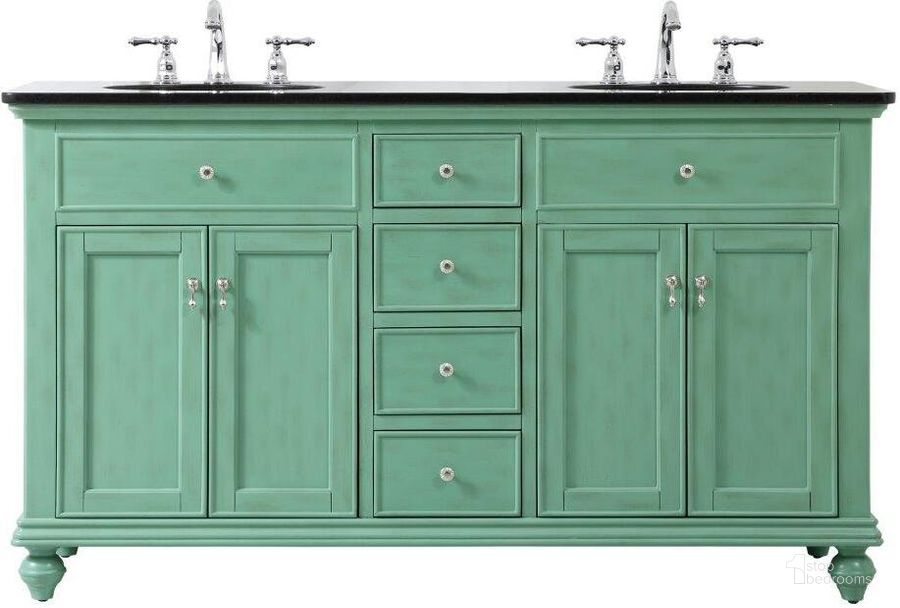 The appearance of Otto 60 Inch Double Bathroom Vanity In Vintage Mint designed by Elegant Lighting in the modern / contemporary interior design. This mint piece of furniture  was selected by 1StopBedrooms from Otto Collection to add a touch of cosiness and style into your home. Sku: VF12360DVM. Material: Wood. Product Type: Bathroom Vanity. Image1