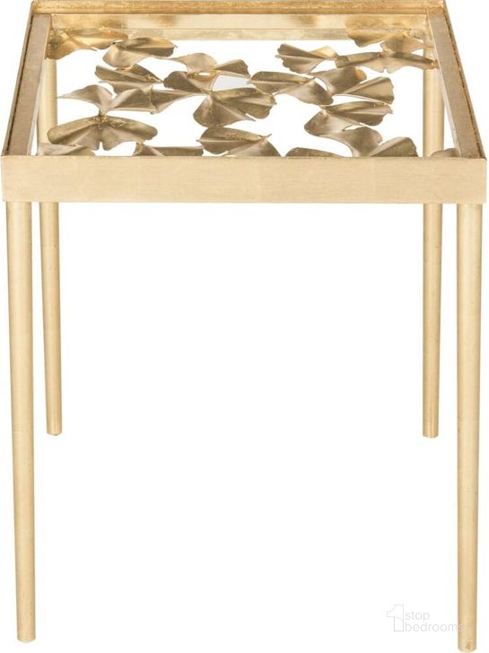 The appearance of Otto Antique Gold Leaf Ginko Side Table designed by Safavieh in the modern / contemporary interior design. This gold piece of furniture  was selected by 1StopBedrooms from Otto Collection to add a touch of cosiness and style into your home. Sku: FOX2595A. Product Type: Accent Table. Material: Iron. Image1