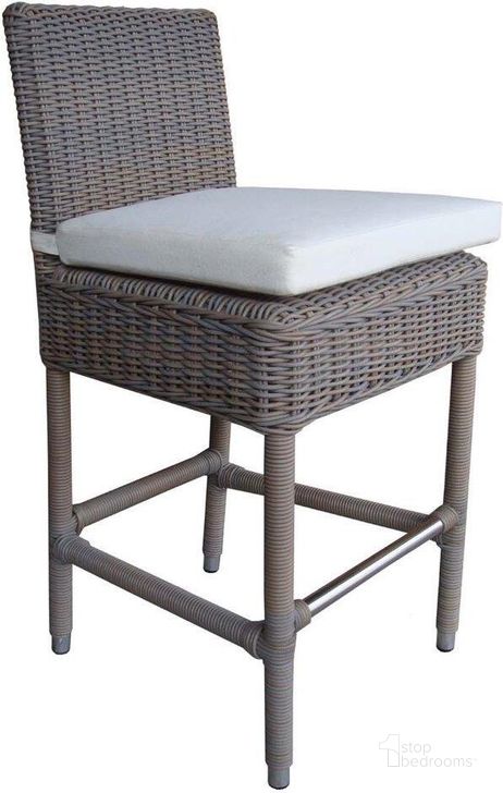 The appearance of Outdoor Boca Counterstool With White Outdoor Cushion designed by Padmas Plantation in the modern / contemporary interior design. This grey piece of furniture  was selected by 1StopBedrooms from Boca Collection to add a touch of cosiness and style into your home. Sku: OL-BOC16-ECO. Product Type: Outdoor Bar Furniture. Material: Wicker. Image1