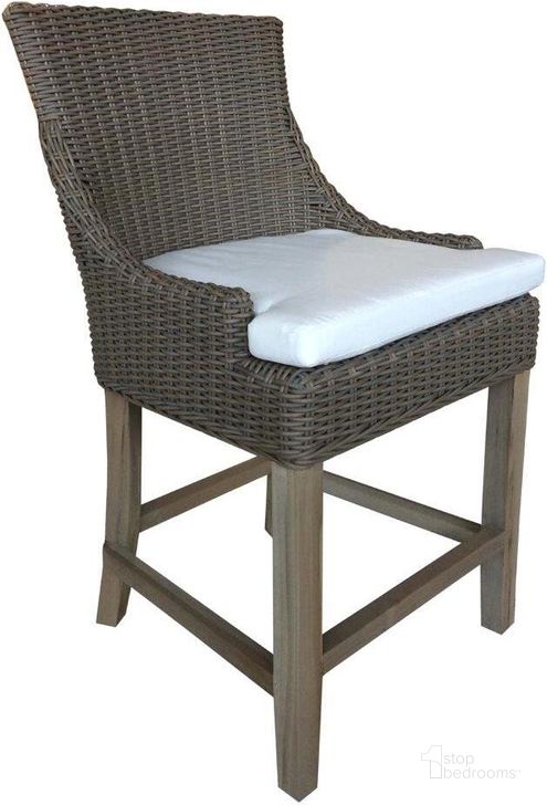 The appearance of Outdoor Grey Kubu Alfresco Barstool designed by Padmas Plantation in the modern / contemporary interior design. This grey piece of furniture  was selected by 1StopBedrooms from Alfresco Collection to add a touch of cosiness and style into your home. Sku: OL-ALF14-ECO. Product Type: Outdoor Bar Furniture. Material: Wicker. Image1