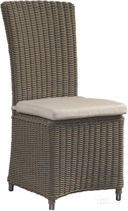 The appearance of Outdoor Nico Grey Chair With White Outdoor Cushion designed by Padmas Plantation in the modern / contemporary interior design. This grey piece of furniture  was selected by 1StopBedrooms from Nico Collection to add a touch of cosiness and style into your home. Sku: OL-NCO12-ECO. Material: Aluminum. Product Type: Outdoor Dining Chair. Image1