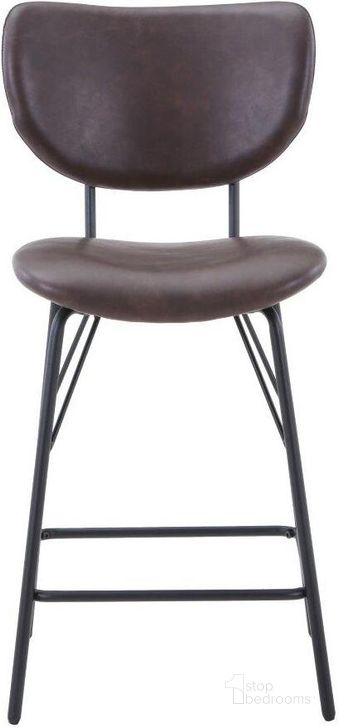 The appearance of Owen Contemporary Modern Faux Leather Split-Back Upholstered Counter Height Barstool Set of 2 In Dark Brown designed by Jofran in the modern / contemporary interior design. This dark brown piece of furniture  was selected by 1StopBedrooms from Owen Collection to add a touch of cosiness and style into your home. Sku: 2271-OWENSTDBN. Product Type: Barstool. Material: Iron. Image1