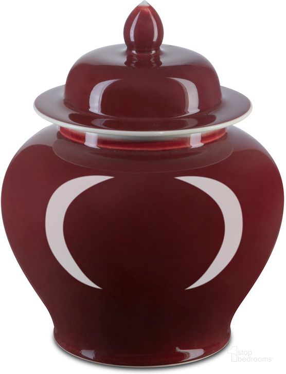 The appearance of Oxblood Small Temple Jar In Red designed by Currey & Company in the modern / contemporary interior design. This red piece of furniture  was selected by 1StopBedrooms from Oxblood Collection to add a touch of cosiness and style into your home. Sku: 1200-0684. Material: Porcelain. Product Type: Jar. Image1