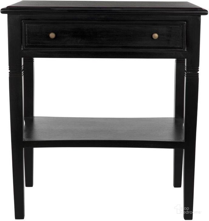 The appearance of Oxford 1-Drawer Side Table In Hand Rubbed Black designed by Noir in the transitional interior design. This black piece of furniture  was selected by 1StopBedrooms from Oxford Collection to add a touch of cosiness and style into your home. Sku: GTAB247HB. Product Type: Side Table. Material: Wood Veneer. Image1