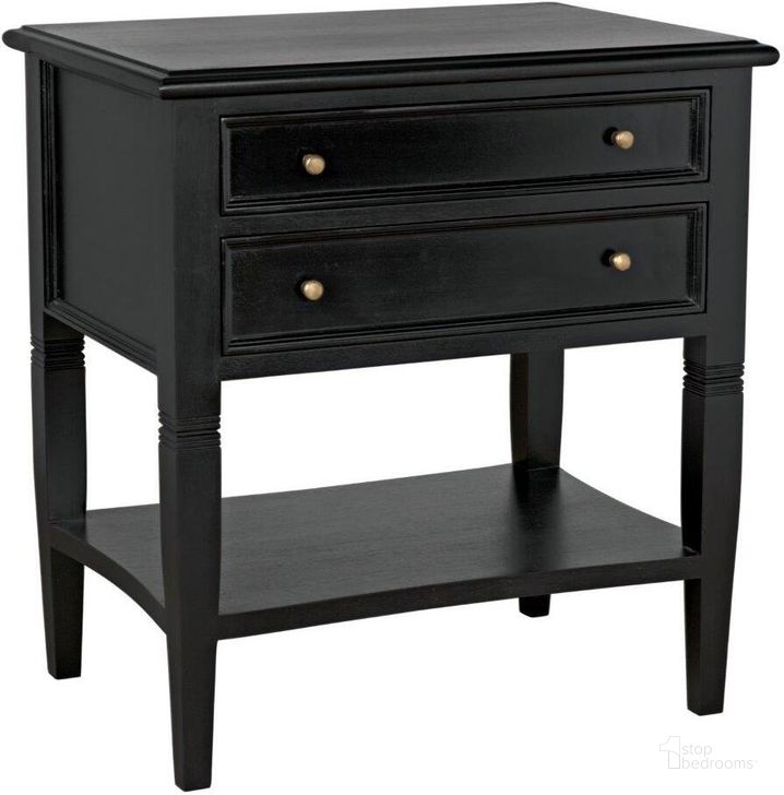 The appearance of Oxford 2-Drawer Side Table In Hand Rubbed Black designed by Noir in the transitional interior design. This black piece of furniture  was selected by 1StopBedrooms from Oxford Collection to add a touch of cosiness and style into your home. Sku: GTAB246HB. Product Type: Side Table. Material: Wood Veneer. Image1