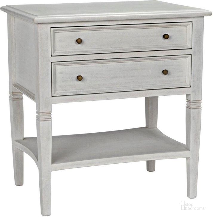 The appearance of Oxford 2-Drawer Side Table In White Wash designed by Noir in the transitional interior design. This white wash piece of furniture  was selected by 1StopBedrooms from Oxford Collection to add a touch of cosiness and style into your home. Sku: GTAB246WH. Product Type: Side Table. Material: Wood Veneer. Image1