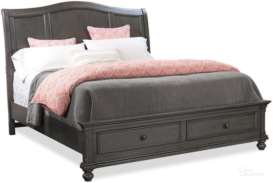 The appearance of Oxford California King Sleigh Bed In Dark Brown designed by Aspenhome in the traditional interior design. This dark brown piece of furniture  was selected by 1StopBedrooms from Oxford Collection to add a touch of cosiness and style into your home. Sku: I07-410-PEP;I07-407-PEP;I07-404-PEP. Bed Type: Storage Bed. Material: Wood. Product Type: Storage Bed. Bed Size: California King. Image1