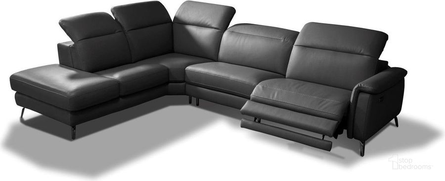 The appearance of Oxford Grey Leather LAF Sectional With Motion Headrests designed by Bellini Modern Living in the modern / contemporary interior design. This dark grey piece of furniture  was selected by 1StopBedrooms from Oxford Collection to add a touch of cosiness and style into your home. Sku: Oxford LHF DGY. Product Type: Sectional. Layout: L-Shape. Orientation: LAF.