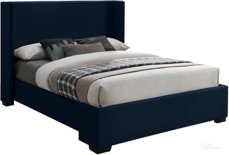 The appearance of Oxford Linen Textured Fabric Full Bed In Navy designed by Meridian in the transitional interior design. This navy piece of furniture  was selected by 1StopBedrooms from Oxford Collection to add a touch of cosiness and style into your home. Sku: OxfordNavy-F-1;OxfordNavy-F-2;OxfordNavy-F-3. Material: Wood. Product Type: Bed. Bed Size: Full. Image1