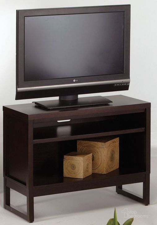 The appearance of Athena Dark Chocolate TV Stand designed by Progressive Furniture in the transitional interior design. This brown piece of furniture  was selected by 1StopBedrooms from Athena Collection to add a touch of cosiness and style into your home. Sku: P109E-80. Material: Wood. Product Type: TV Stand. Image1