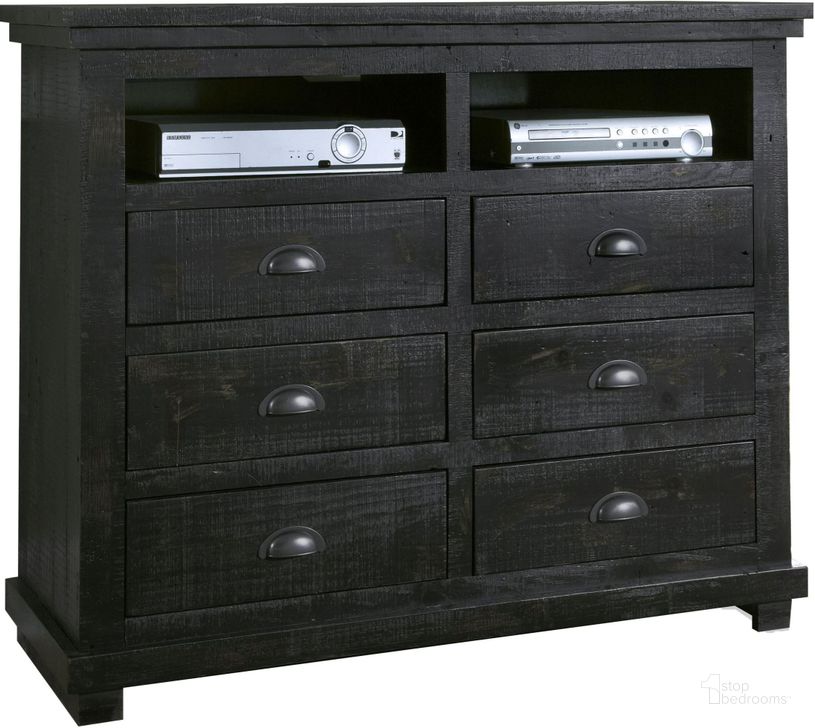 The appearance of Willow Distressed Black Media Chest designed by Progressive Furniture in the transitional interior design. This black piece of furniture  was selected by 1StopBedrooms from Willow Collection to add a touch of cosiness and style into your home. Sku: P612-46. Material: Wood. Product Type: Media Chest. Image1