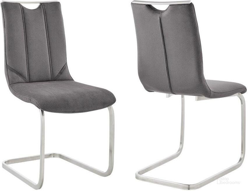 The appearance of Pacific Dining Room Accent Chair In Gray Fabric And Brushed Stainless Steel Finish designed by Armen Living in the modern / contemporary interior design. This stainless steel piece of furniture  was selected by 1StopBedrooms from Pacific Collection to add a touch of cosiness and style into your home. Sku: LCPCSIGRFBC. Material: Metal. Product Type: Accent Chair. Image1