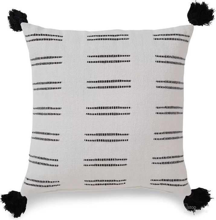 The appearance of Packham Black/White Pillow Set of 4 designed by Isaac Tahari in the transitional interior design. This black/white piece of furniture  was selected by 1StopBedrooms from Packham Collection to add a touch of cosiness and style into your home. Sku: A1000928. Material: Fabric. Product Type: Pillow. Image1