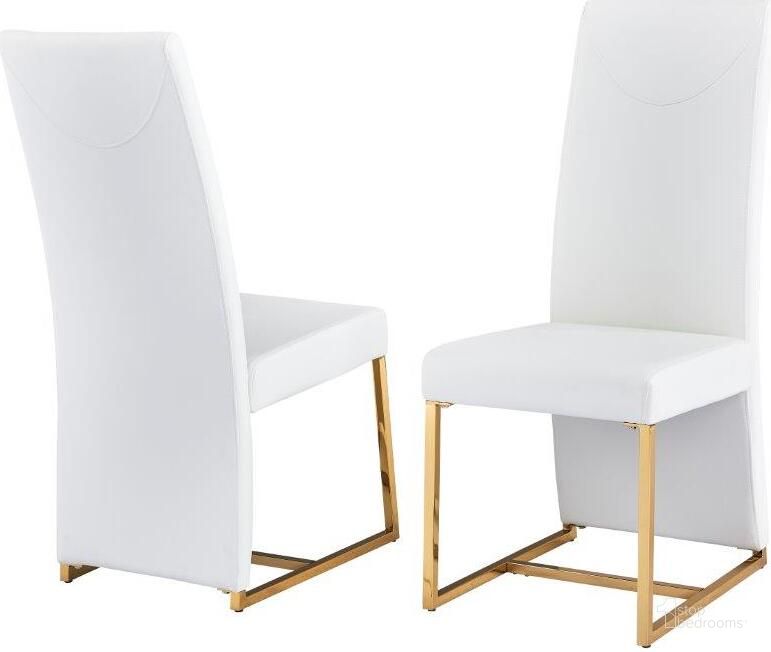 The appearance of Padraig White Faux Leather Side Chair Set of 2 In Gold designed by Best Master Furniture in the modern / contemporary interior design. This white/gold piece of furniture  was selected by 1StopBedrooms from Padraig Collection to add a touch of cosiness and style into your home. Sku: BA222WGC. Material: Faux Leather. Product Type: Side Chair. Image1