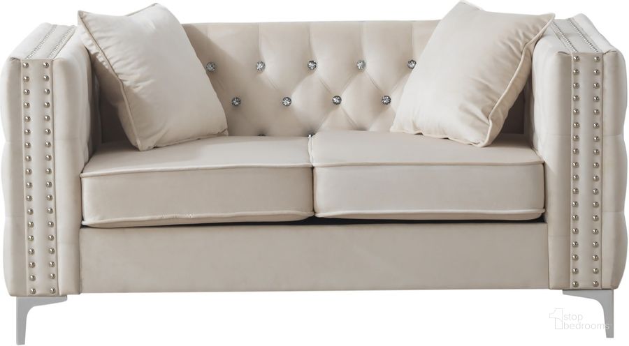 The appearance of Paige Ivory Loveseat designed by Glory in the modern / contemporary interior design. This ivory piece of furniture  was selected by 1StopBedrooms from Paige Collection to add a touch of cosiness and style into your home. Sku: G827A-L-BACK, CUSHION, SEAT, LEG, HARDWARE AND FRONT RAILS;G827A-L-Loveseat Arms. Material: Wood. Product Type: Loveseat. Image1