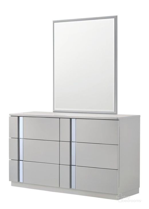 The appearance of Palermo Grey Dresser And Mirror designed by J&M in the modern / contemporary interior design. This grey piece of furniture  was selected by 1StopBedrooms from Palermo Collection to add a touch of cosiness and style into your home. Sku: 17714-DM. Product Type: Dresser and Mirror. Material: MDF. Image1