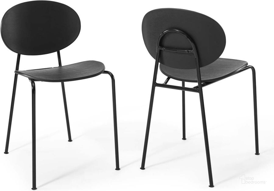 The appearance of Palette Black Dining Side Chair Set of 2 designed by Modway in the modern / contemporary interior design. This black piece of furniture  was selected by 1StopBedrooms from Palette Collection to add a touch of cosiness and style into your home. Sku: EEI-3902-BLK. Material: Metal. Product Type: Side Chair. Image1
