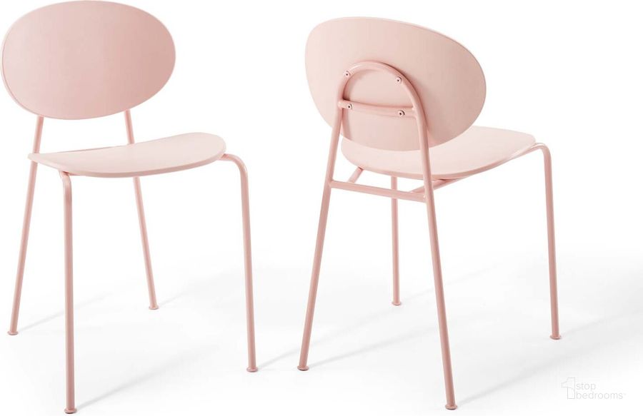The appearance of Palette Pink Dining Side Chair Set of 2 EEI-3902-PNK designed by Modway in the modern / contemporary interior design. This pink piece of furniture  was selected by 1StopBedrooms from Palette Collection to add a touch of cosiness and style into your home. Sku: EEI-3902-PNK. Material: Metal. Product Type: Side Chair. Image1