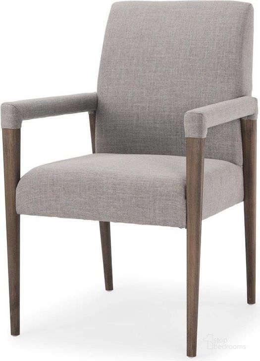 The appearance of Palisades Grey Fabric Wrap Brown Wooden Frame Dining Chair Set of 2 designed by Mercana in the modern / contemporary interior design. This cream and beige piece of furniture  was selected by 1StopBedrooms from Palisades Collection to add a touch of cosiness and style into your home. Sku: 68195. Material: Wood. Product Type: Dining Chair. Image1