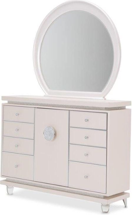 The appearance of Palliser Lane Ivory Dresser and Mirror designed by Luxe Linea in the modern / contemporary interior design. This ivory piece of furniture  was selected by 1StopBedrooms from Palliser Lane Collection to add a touch of cosiness and style into your home. Sku: 9011050-111;9011260-111. Product Type: Dresser and Mirror. Image1