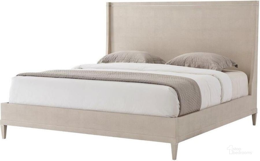 The appearance of Palmer US King Bed TAS83016L designed by Theodore Alexander in the transitional interior design. This  piece of furniture  was selected by 1StopBedrooms from TA Studio Raia Collection to add a touch of cosiness and style into your home. Sku: TAS83016L. Bed Type: Panel Bed. Material: Leather. Product Type: Panel Bed. Bed Size: King.