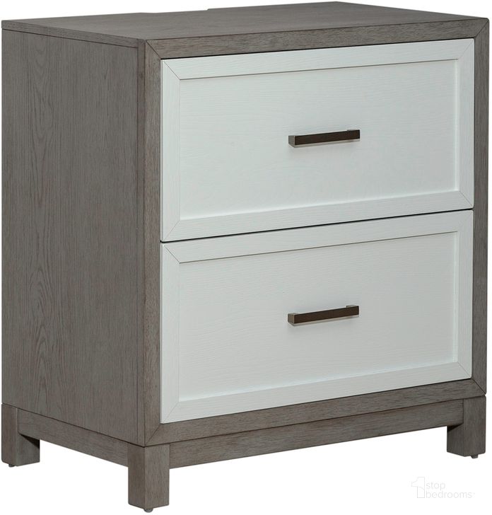 The appearance of Palmetto Heights 2 Drawer Nightstand With Charging Station designed by Liberty in the modern / contemporary interior design. This white piece of furniture  was selected by 1StopBedrooms from Palmetto Collection to add a touch of cosiness and style into your home. Sku: 499-BR61. Product Type: Nightstand. Material: Rubberwood. Image1