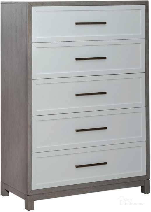 The appearance of Palmetto Heights 5 Drawer Chest designed by Liberty in the modern / contemporary interior design. This white piece of furniture  was selected by 1StopBedrooms from Palmetto Collection to add a touch of cosiness and style into your home. Sku: 499-BR41. Product Type: Chest. Material: Rubberwood. Image1