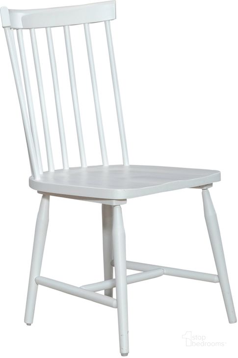 The appearance of Palmetto Heights Spindle Back Side Chair Set Of 2 In White designed by Liberty in the modern / contemporary interior design. This white piece of furniture  was selected by 1StopBedrooms from Palmetto Heights Collection to add a touch of cosiness and style into your home. Sku: 499-C4000S. Product Type: Back Side Chair. Material: Rubberwood. Image1