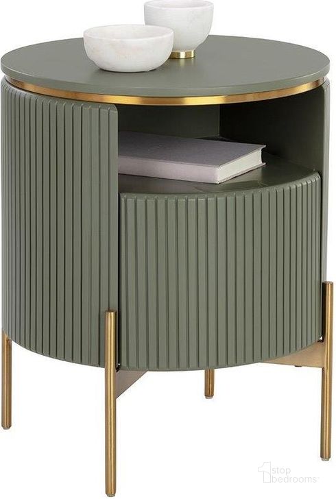 The appearance of Paloma End Table In Sage Green designed by Sunpan in the modern / contemporary interior design. This sage green piece of furniture  was selected by 1StopBedrooms from Paloma Collection to add a touch of cosiness and style into your home. Sku: 110397. Material: Wood. Product Type: End Table. Image1