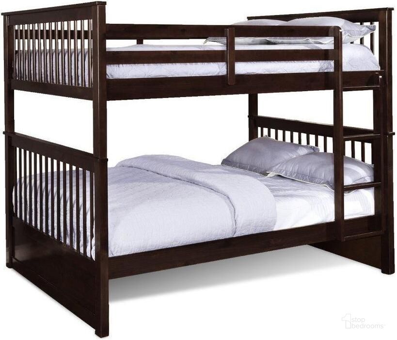 The appearance of Paloma Full Over Full Bunk Bed In Java designed by US Tamex in the transitional interior design. This brown piece of furniture  was selected by 1StopBedrooms from Paloma Collection to add a touch of cosiness and style into your home. Sku: E4520775-A;E4520775-B;E4520775-C. Bed Type: Bunk Bed. Material: Wood. Product Type: Bunk Bed. Bed Size: Full Over Full. Image1
