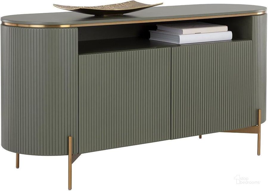The appearance of Paloma Sideboard In Sage Green designed by Sunpan in the modern / contemporary interior design. This sage green piece of furniture  was selected by 1StopBedrooms from Paloma Collection to add a touch of cosiness and style into your home. Sku: 110396. Material: Wood. Product Type: Sideboard. Image1