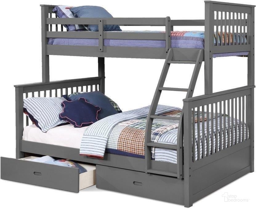 The appearance of Paloma Twin Over Full Bunk Bed With 2 Drawers In Grey designed by US Tamex in the transitional interior design. This gray piece of furniture  was selected by 1StopBedrooms from Paloma Collection to add a touch of cosiness and style into your home. Sku: E4549531-A;E4549531-B;E4549531-C;E4522531. Bed Type: Bunk Bed. Material: Wood. Product Type: Bunk Bed. Bed Size: Twin Over Full. Image1