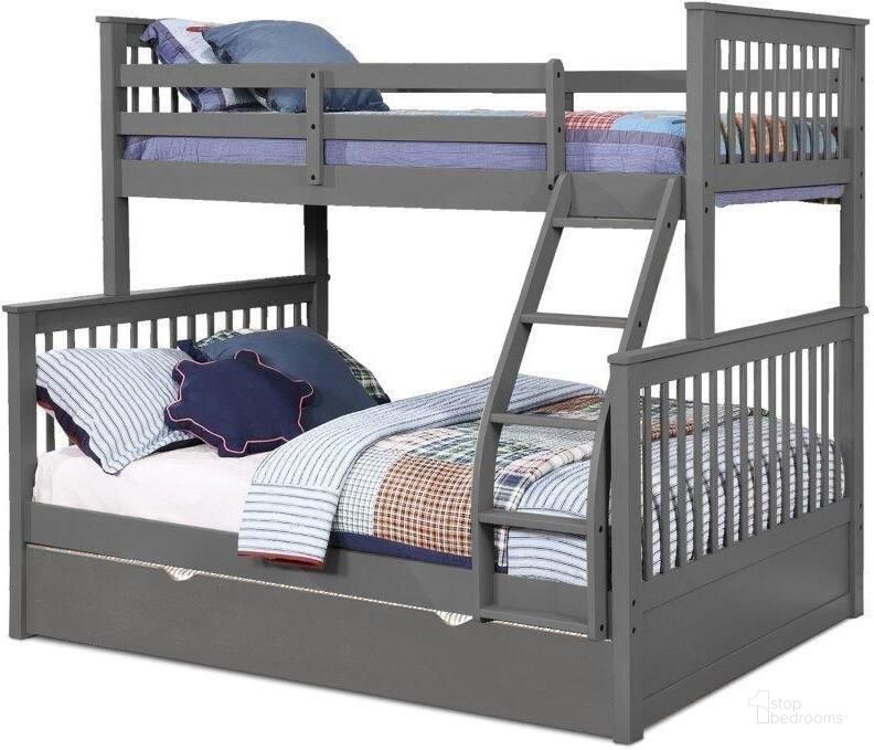 The appearance of Paloma Twin Over Full Bunk Bed With Matching Trundle In Grey designed by US Tamex in the transitional interior design. This gray piece of furniture  was selected by 1StopBedrooms from Paloma Collection to add a touch of cosiness and style into your home. Sku: E4549531-A;E4549531-B;E4549531-C;E4523131. Bed Type: Bunk Bed. Material: Wood. Product Type: Bunk Bed. Bed Size: Twin Over Full. Image1