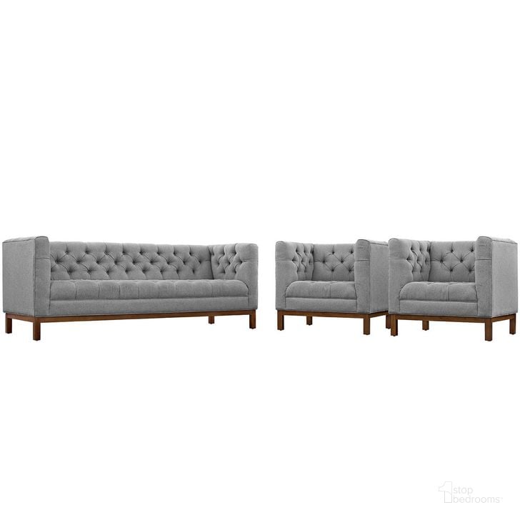 The appearance of Panache Living Room Set Upholstered Fabric Set of 3 In Gray designed by Modway in the  interior design. This light gray piece of furniture  was selected by 1StopBedrooms from Panache Collection to add a touch of cosiness and style into your home. Sku: EEI-2435-GRY-SET. Material: Wood. Product Type: Living Room Set. Image1