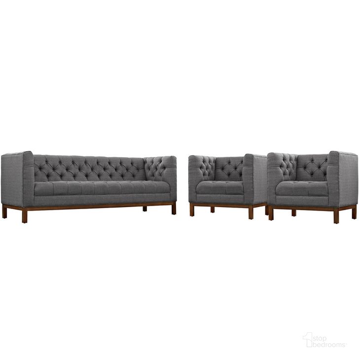 The appearance of Panache Living Room Set Upholstered Fabric Set of 3 In Gray designed by Modway in the  interior design. This gray piece of furniture  was selected by 1StopBedrooms from Panache Collection to add a touch of cosiness and style into your home. Sku: EEI-2435-DOR-SET. Material: Wood. Product Type: Living Room Set. Image1