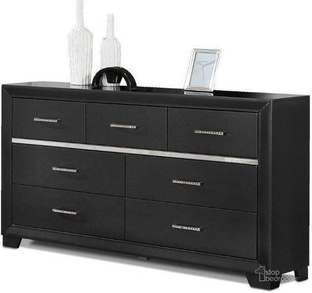 The appearance of Pandora Dresser In Black designed by US Tamex in the modern / contemporary interior design. This black piece of furniture  was selected by 1StopBedrooms from Pandora Collection to add a touch of cosiness and style into your home. Sku: E52512-DR. Material: Wood. Product Type: Dresser. Image1
