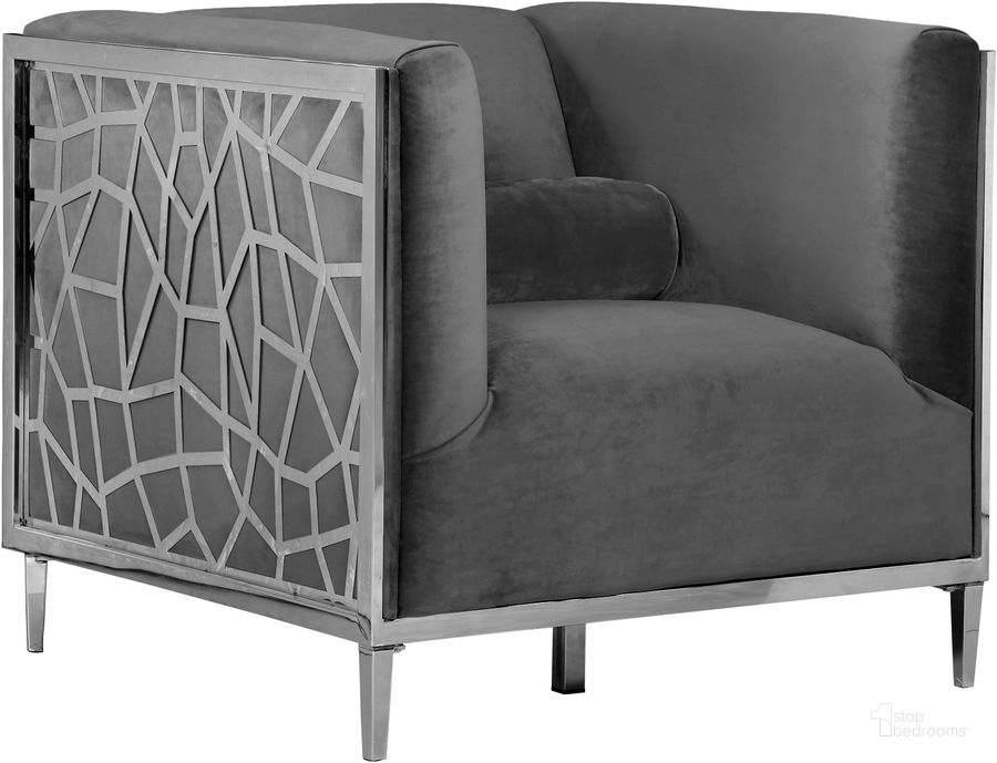 The appearance of Pandsville Grey Velvet Chair designed by Furnique in the modern / contemporary interior design. This grey piece of furniture  was selected by 1StopBedrooms from Pandsville Collection to add a touch of cosiness and style into your home. Sku: 672Grey-C. Product Type: Chair. Material: Velvet. Image1