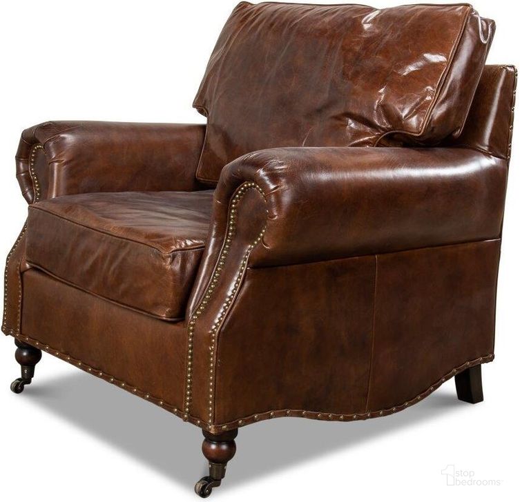 The appearance of Papas Brown Leather Chair designed by Sarreid in the traditional interior design. This brown piece of furniture  was selected by 1StopBedrooms from Papas Collection to add a touch of cosiness and style into your home. Sku: 29761. Product Type: Living Room Chair. Image1