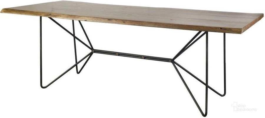The appearance of Papillion Ii Rectangular Natural Wood Top With Black Iron Base Dining Table designed by Mercana in the modern / contemporary interior design. This natural piece of furniture  was selected by 1StopBedrooms from Papillion Collection to add a touch of cosiness and style into your home. Sku: 67623-AB. Table Base Style: Trestle. Material: Wood. Product Type: Dining Table. Table Top Shape: Rectangular. Size: 38". Image1