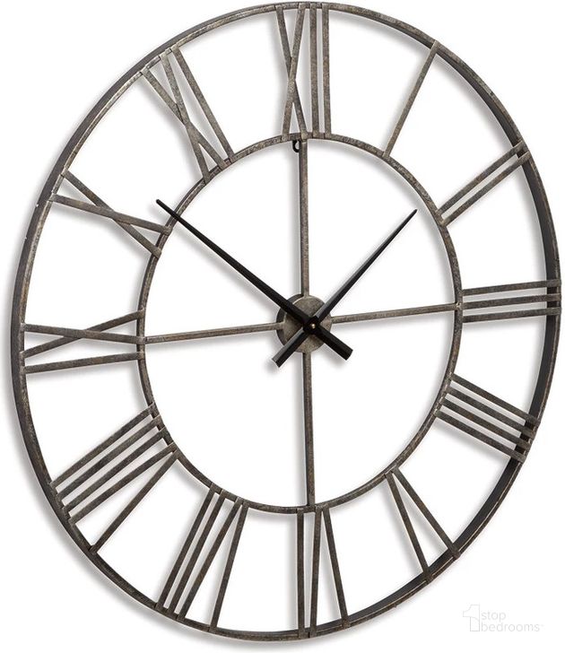 The appearance of Paquita Antique Silver Wall Clock designed by Signature Design by Ashley in the transitional interior design. This antique silver piece of furniture  was selected by 1StopBedrooms from Paquita Collection to add a touch of cosiness and style into your home. Sku: A8010237. Product Type: Wall Clock. Image1