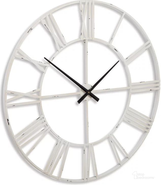 The appearance of Paquita Antique White Wall Clock designed by Signature Design by Ashley in the transitional interior design. This antique white piece of furniture  was selected by 1StopBedrooms from Paquita Collection to add a touch of cosiness and style into your home. Sku: A8010238. Product Type: Wall Clock. Image1