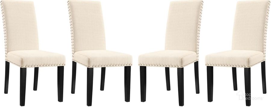 The appearance of Parcel Beige Dining Side Chair Fabric Set of 4 designed by Modway in the modern / contemporary interior design. This beige piece of furniture  was selected by 1StopBedrooms from Parcel Collection to add a touch of cosiness and style into your home. Sku: EEI-3552-BEI. Product Type: Side Chair. Material: Rubberwood. Image1
