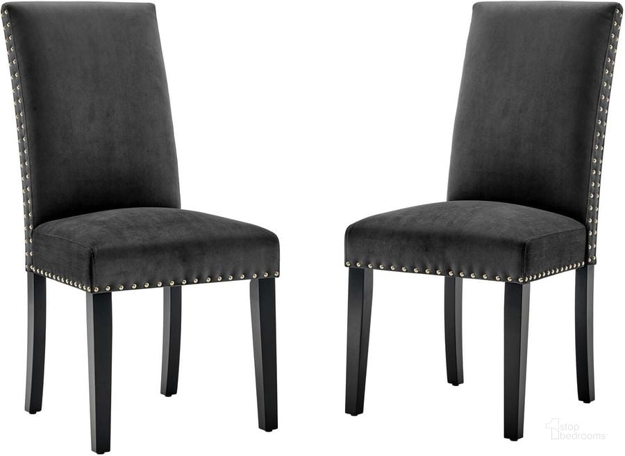 The appearance of Parcel Performance Velvet Dining Side Chairs - Set of 2 EEI-3779-CHA designed by Modway in the modern / contemporary interior design. This charcoal piece of furniture  was selected by 1StopBedrooms from Parcel Collection to add a touch of cosiness and style into your home. Sku: EEI-3779-CHA. Product Type: Side Chair. Material: MDF. Image1