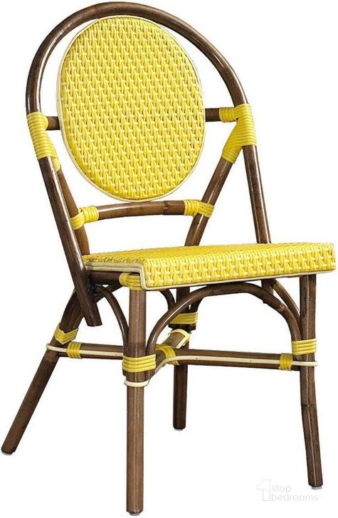 The appearance of Paris Yellow Bistro Chair designed by Padmas Plantation in the modern / contemporary interior design. This yellow piece of furniture  was selected by 1StopBedrooms from Paris Collection to add a touch of cosiness and style into your home. Sku: PBA12-YLW-S2. Product Type: Dining Chair. Material: Rattan. Image1