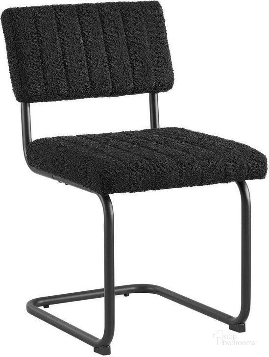 The appearance of Parity Boucle Dining Side Chairs Set of 2 In Black designed by Modway in the transitional interior design. This black piece of furniture  was selected by 1StopBedrooms from Parity Collection to add a touch of cosiness and style into your home. Sku: EEI-6469-BLK-BLK. Product Type: Side Chair. Material: Plywood. Image1
