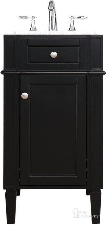The appearance of Park Avenue 18 Inch Single Bathroom Vanity In Black designed by Elegant Lighting in the traditional interior design. This black piece of furniture  was selected by 1StopBedrooms from Park Avenue Collection to add a touch of cosiness and style into your home. Sku: VF12518BK. Material: Wood. Product Type: Bathroom Vanity. Image1