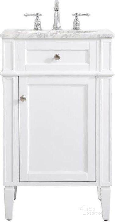The appearance of Park Avenue 21 Inch Single Bathroom Vanity In White designed by Elegant Lighting in the modern / contemporary interior design. This white piece of furniture  was selected by 1StopBedrooms from Park Avenue Collection to add a touch of cosiness and style into your home. Sku: VF12521WH. Material: Wood. Product Type: Bathroom Vanity. Image1